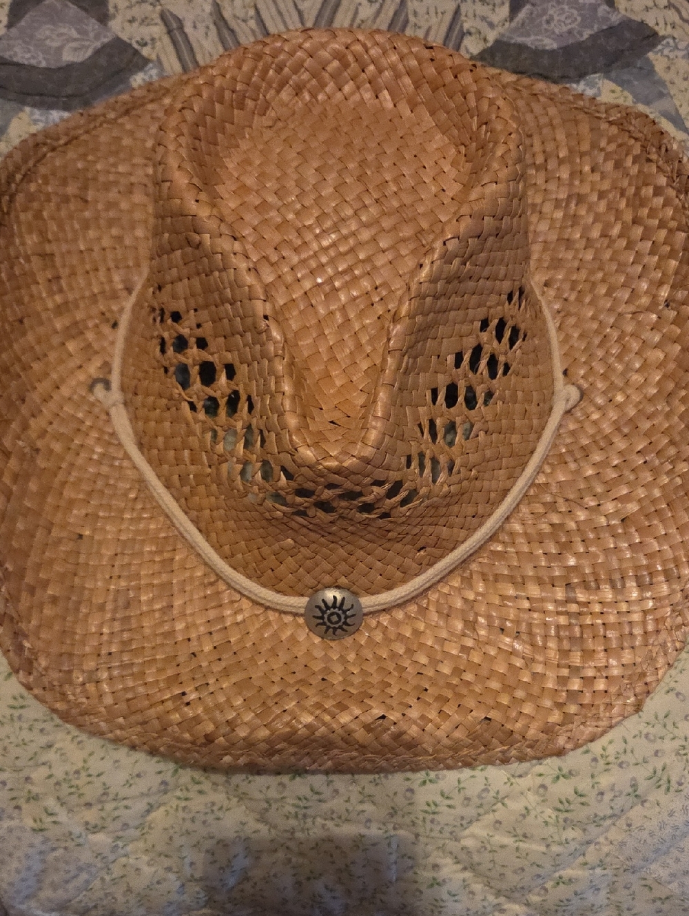 Natural Straw Cowboy Hat with Western Sun Accent